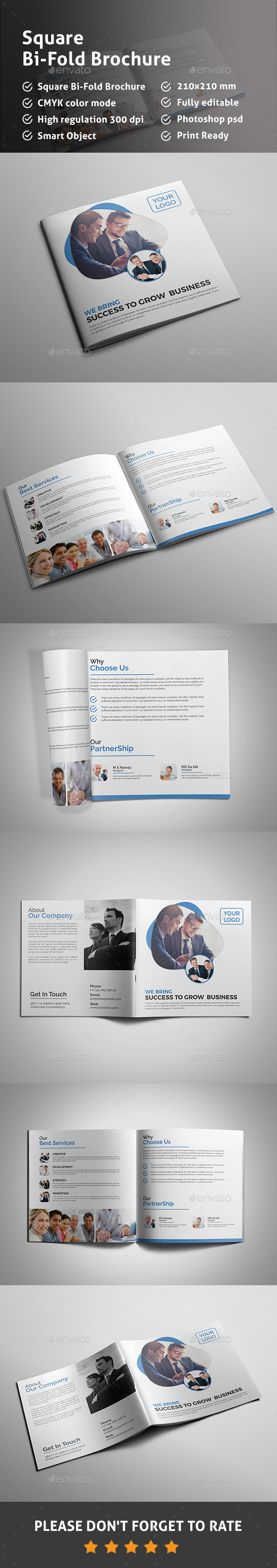 Square Bi Fold Brochure - Signage Print Templates