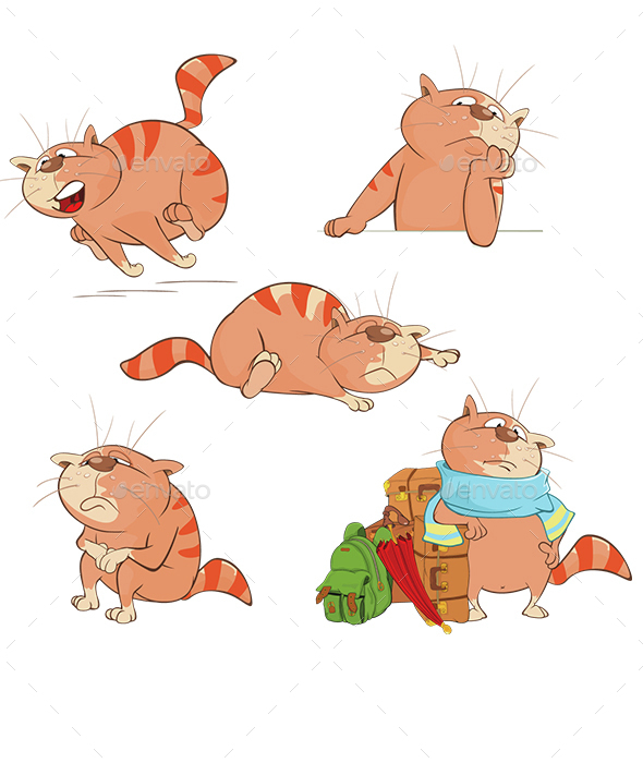 Set of Cartoon Cats - Animals Characters