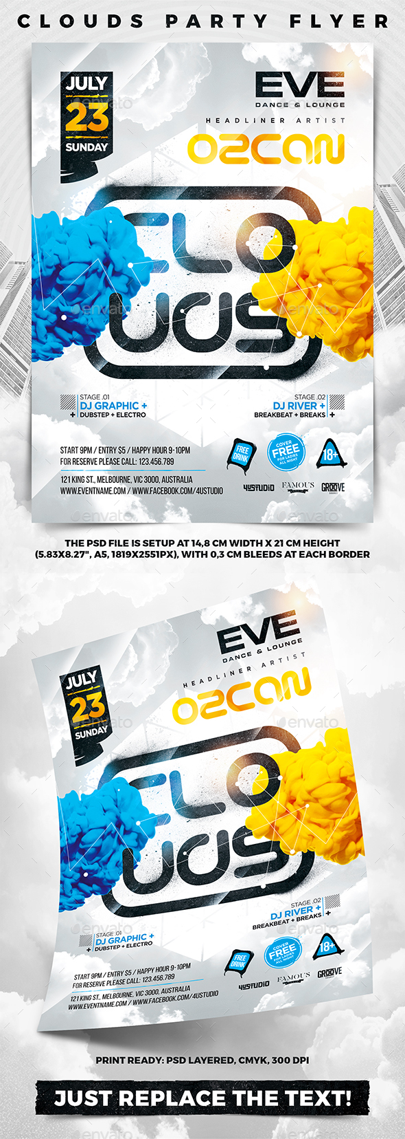 Clouds Party Flyer - Clubs & Parties Events