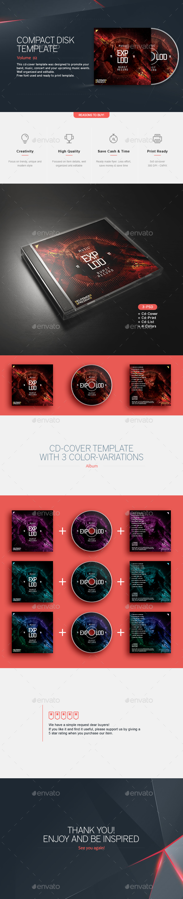 Explode - CD Template - CD & DVD Artwork Print Templates