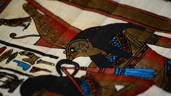 Egyptian Papyrus with Pharaohs and Hieroglyphics alt