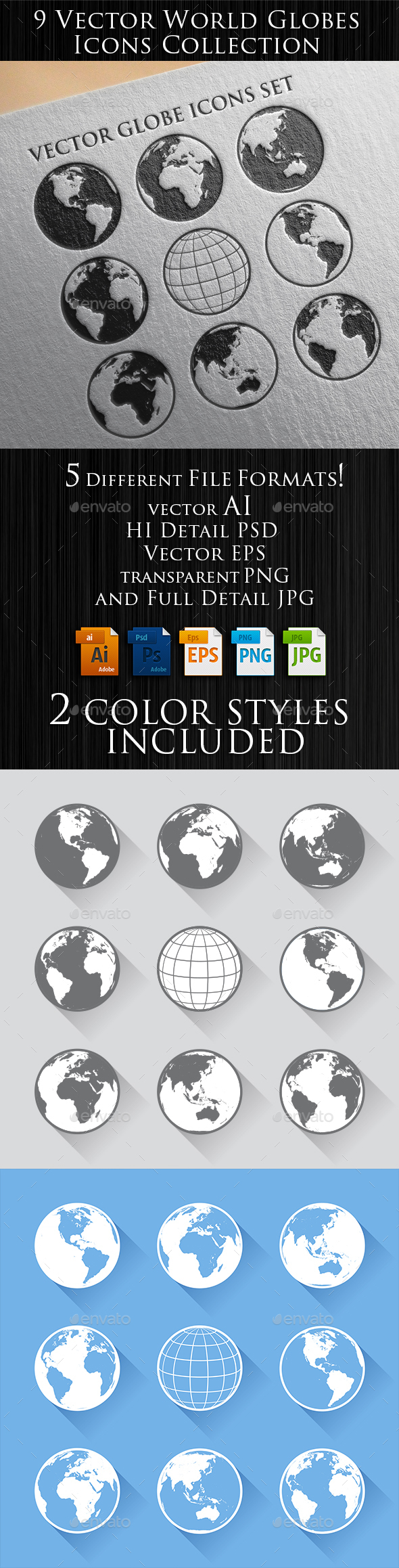 Globe Icon Set - Travel Conceptual
