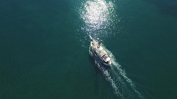 Yacht Sailing In Open Sea