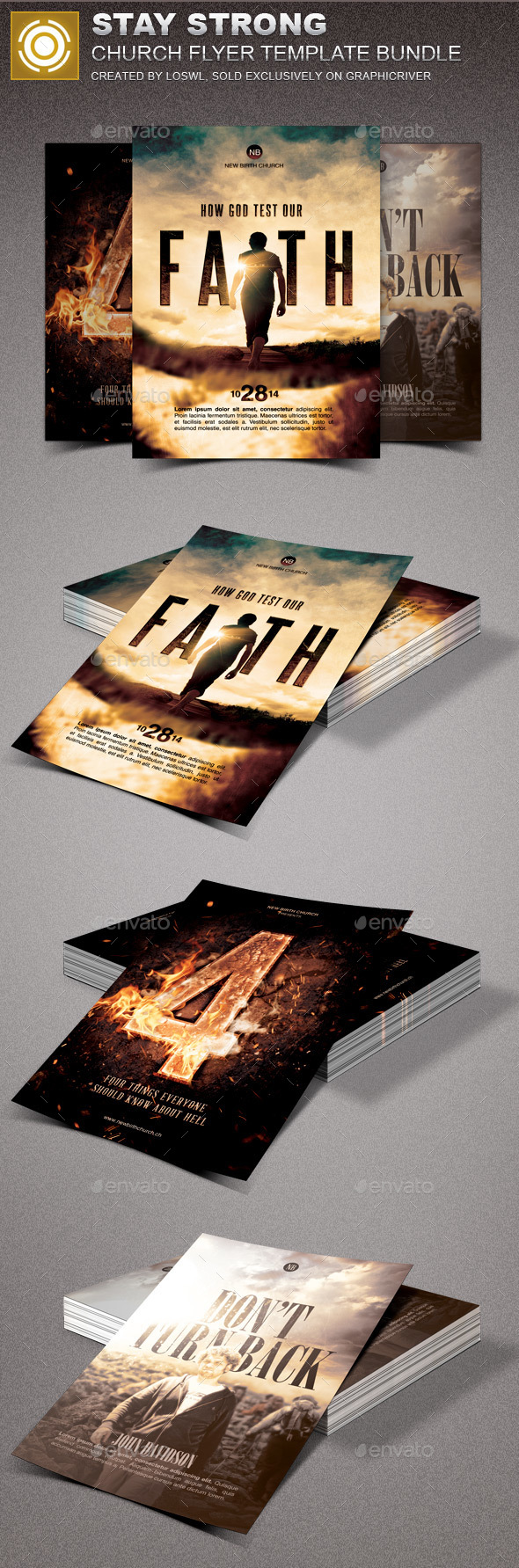 Stay Strong Church Marketing Flyer Bundle - Church Flyers