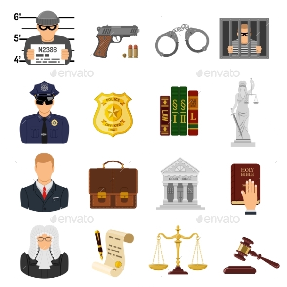 Crime and Punishment Flat Icons - Web Technology