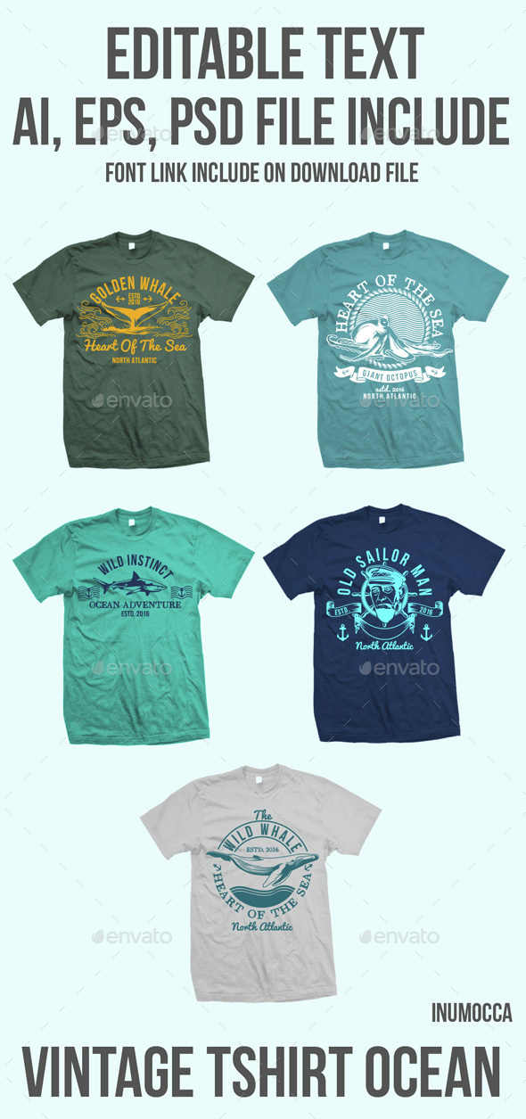5 Ocean Vintage Badges - Clean Designs