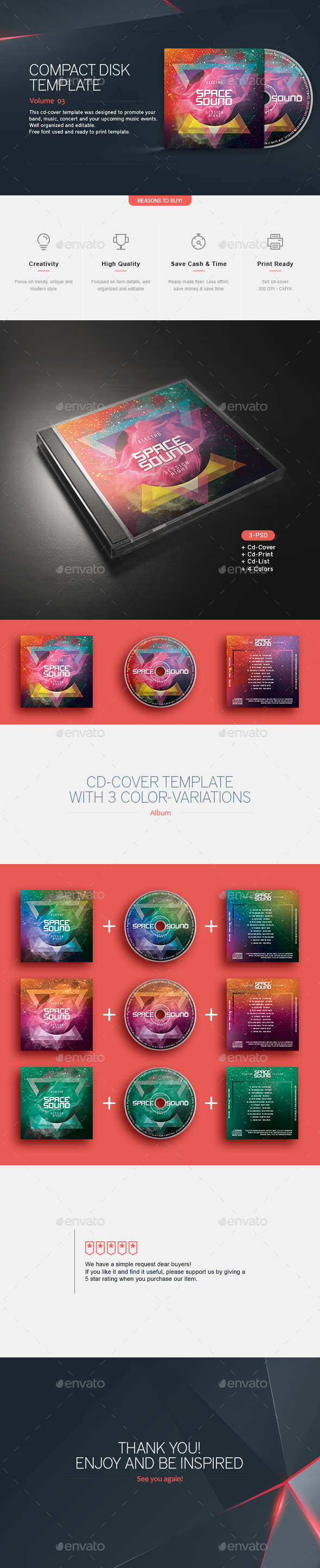Space Sound - CD Template - CD & DVD Artwork Print Templates