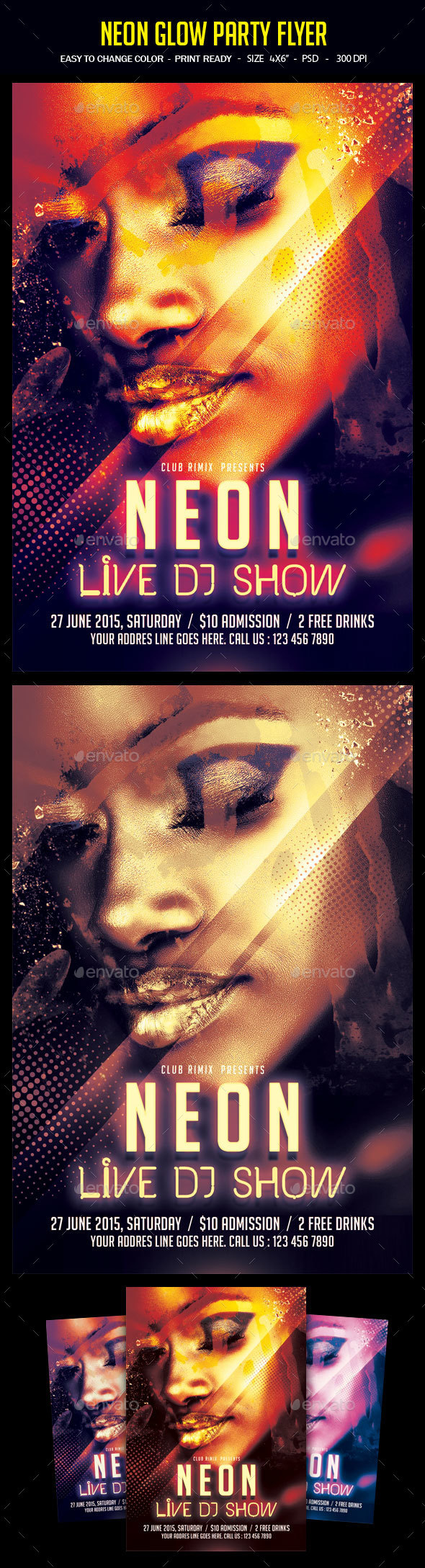 Neon Glow Party Flyer - Clubs & Parties Events
