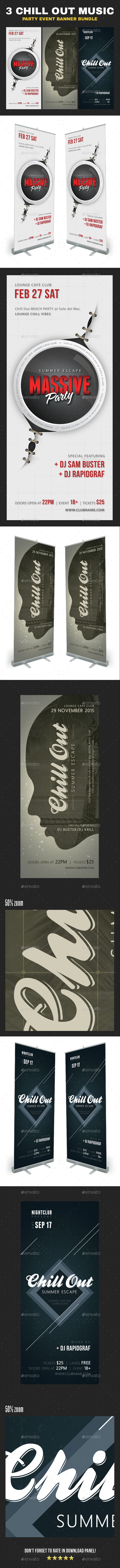 3 Chill Out Lounge Party Event Banner Bundle - Signage Print Templates