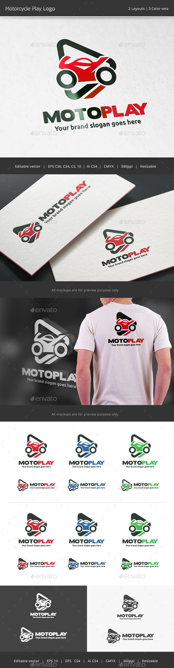 Motorcycle Play Logo - Vector Abstract