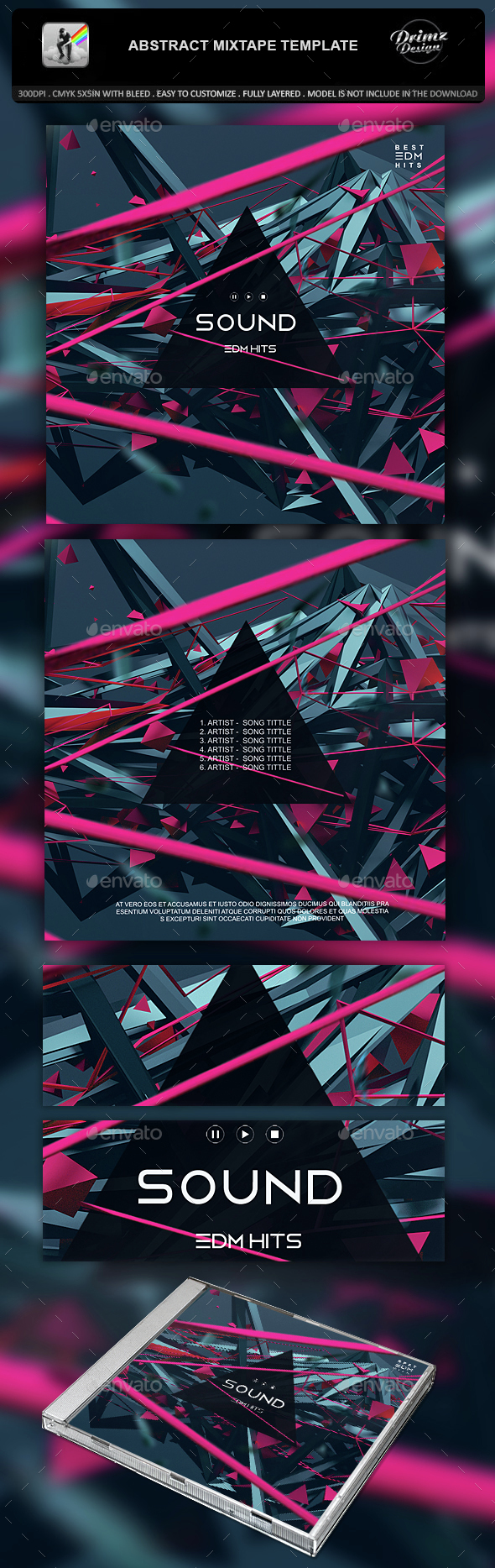 Abstract Mixtape Template - CD & DVD Artwork Print Templates