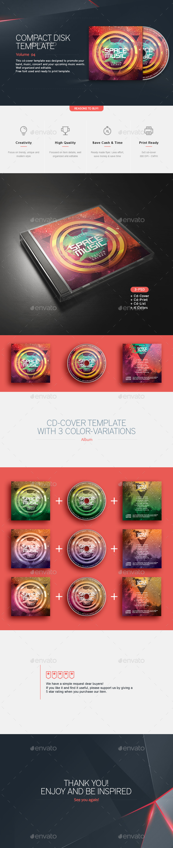 Space Music - CD Template - CD & DVD Artwork Print Templates