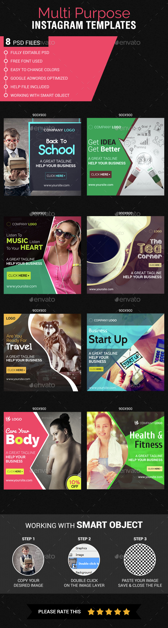 Multipurpose Instagram Templates - Banners & Ads Web Elements