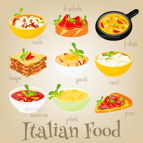  Italian Food Set by elfivetrov GraphicRiver