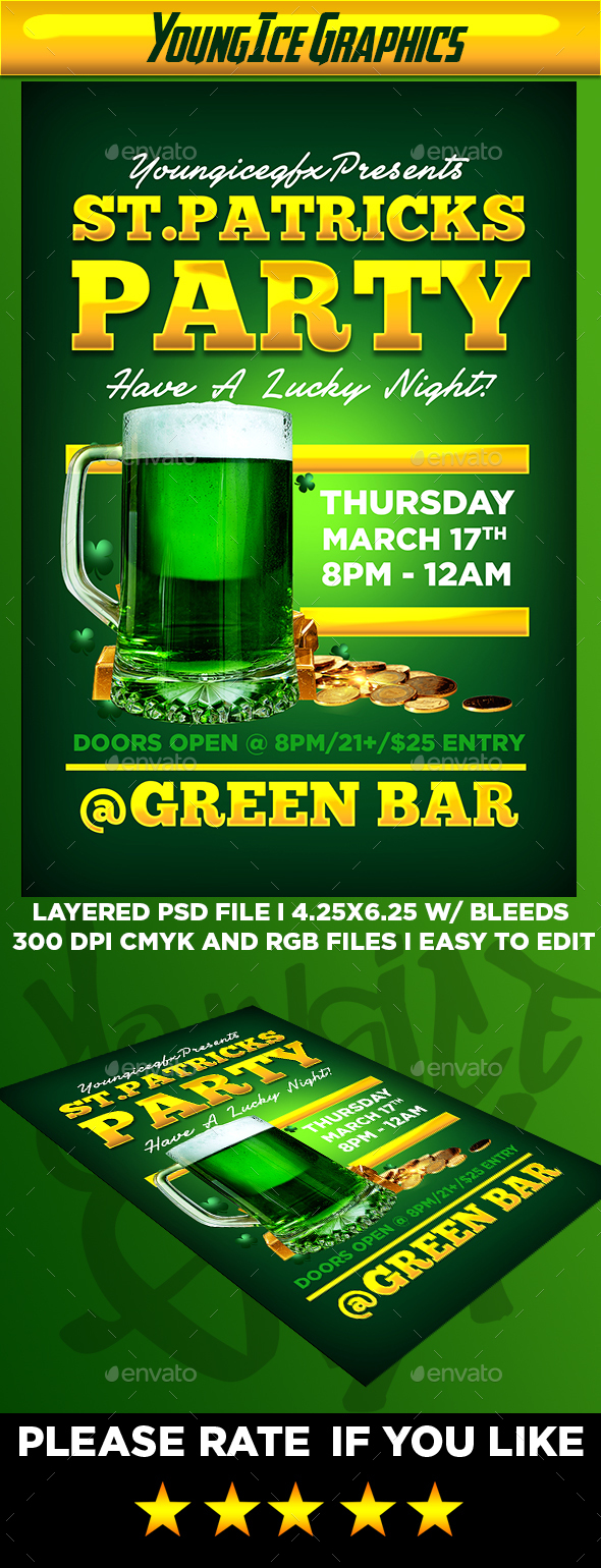 St. Patricks Party Flyer Template - Clubs & Parties Events