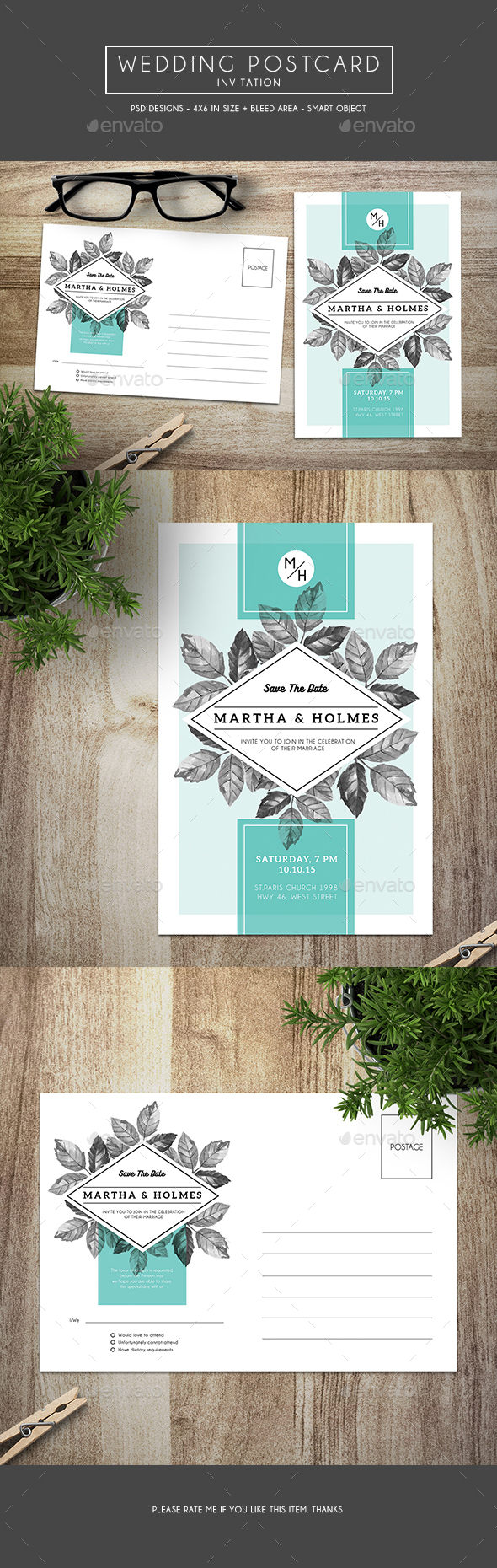 Wedding Postcard Invitation - Invitations Cards & Invites