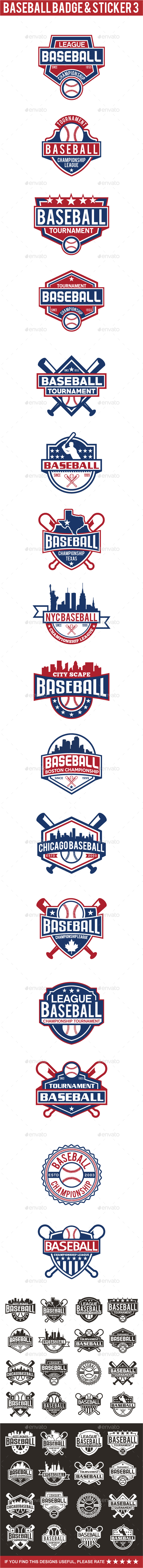 Baseball Badge & Stickers 3 - Badges & Stickers Web Elements