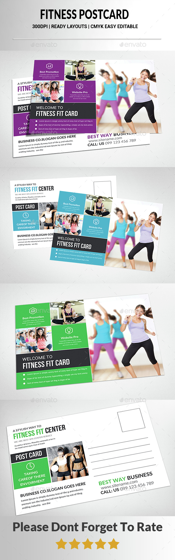 Fitness Salon Postcard - Cards & Invites Print Templates