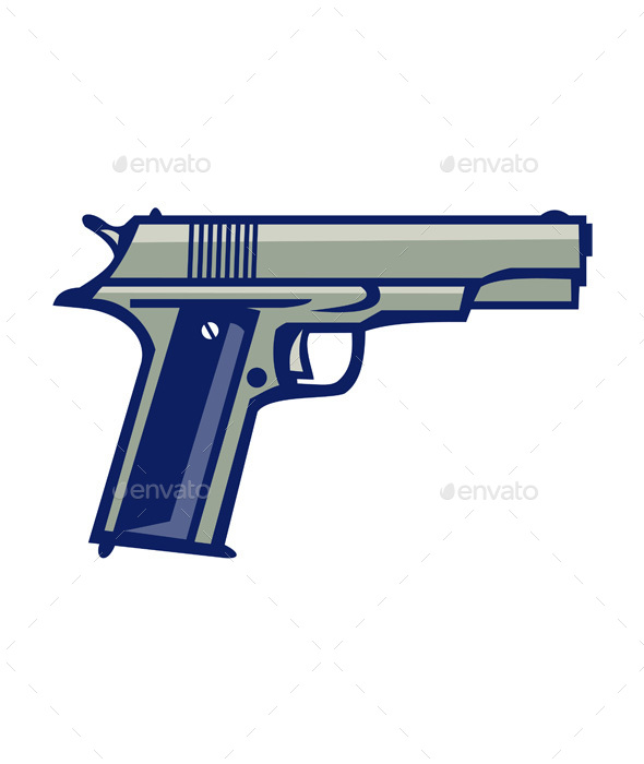 1911 Semi-Automatic Pistol Side Retro - Man-made Objects Objects