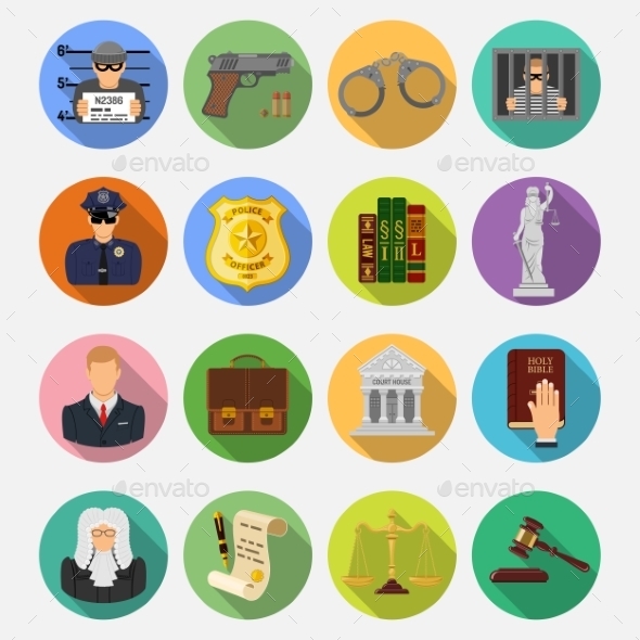 Crime and Punishment Flat Icons - Web Technology