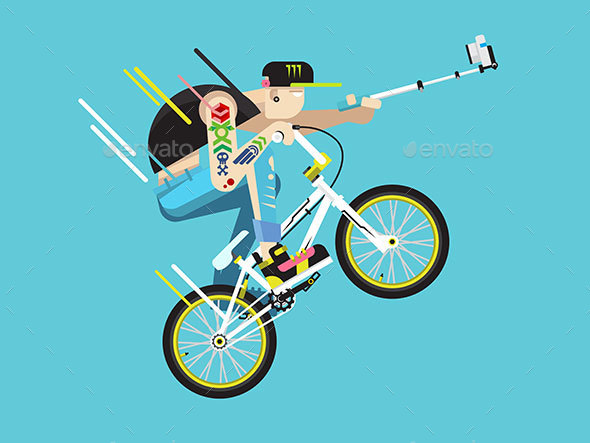 Active Bicyclist Character - Sports/Activity Conceptual