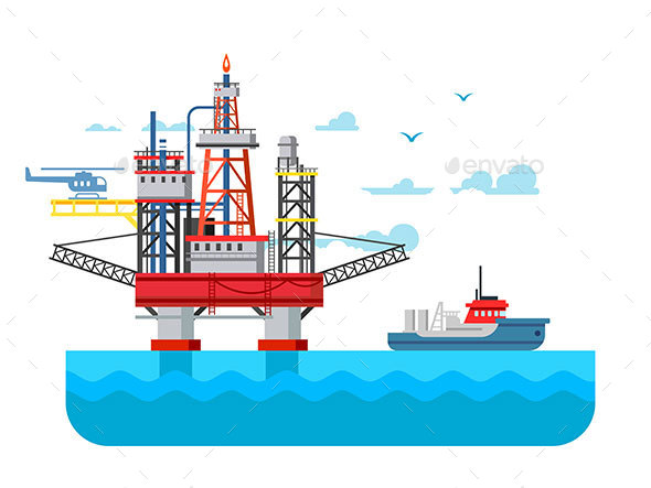 Drilling Rig at Sea - Industries Business
