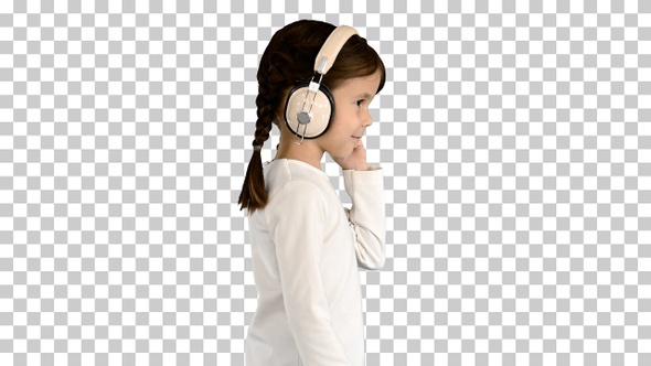 Little girl dressed in white walking in, Alpha Channel alt