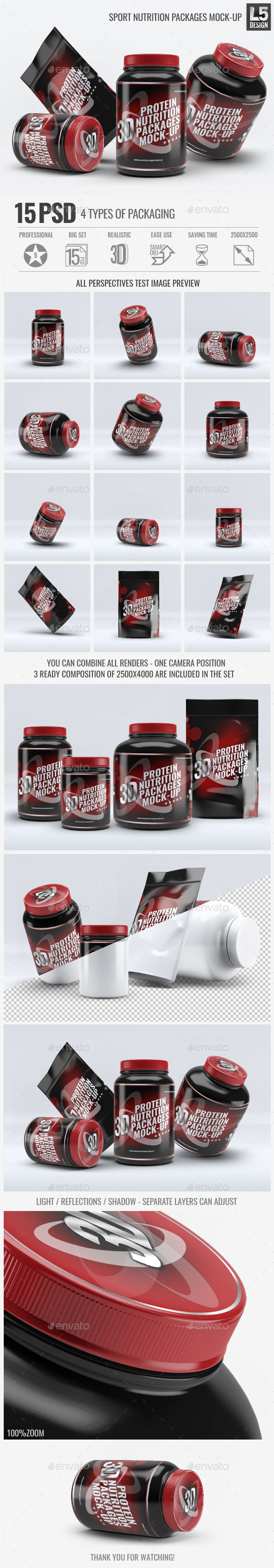 Sport Nutrition Packages Mock-Up - Miscellaneous Packaging