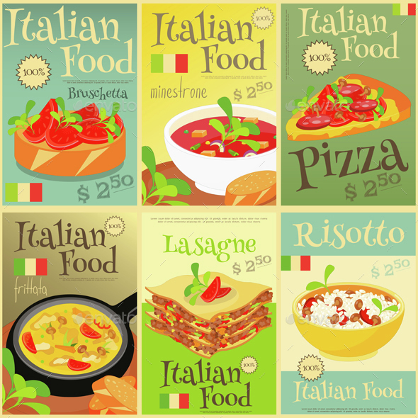 Italian Food Posters Set - Food Objects