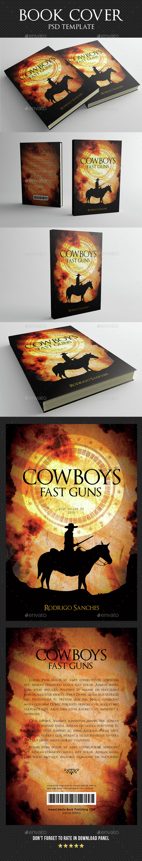 Cowboys Fast Guns Book Cover Template - Miscellaneous Print Templates