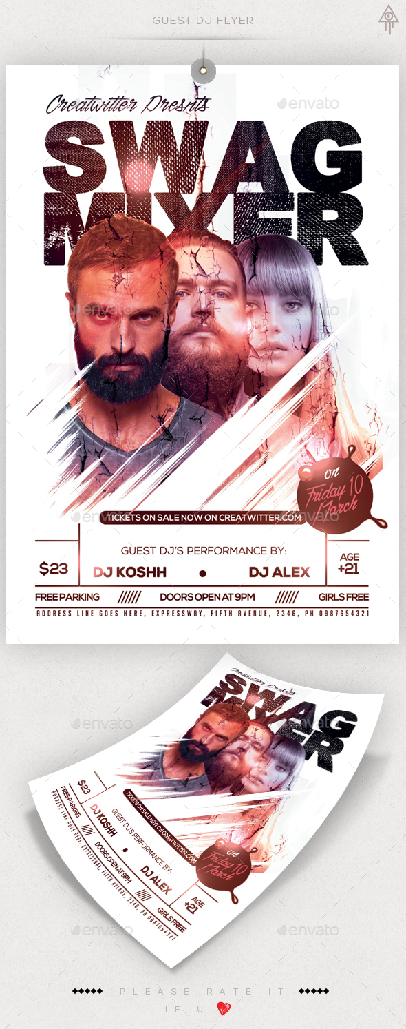 Guest DJ Poster/Flyer Template - Clubs & Parties Events