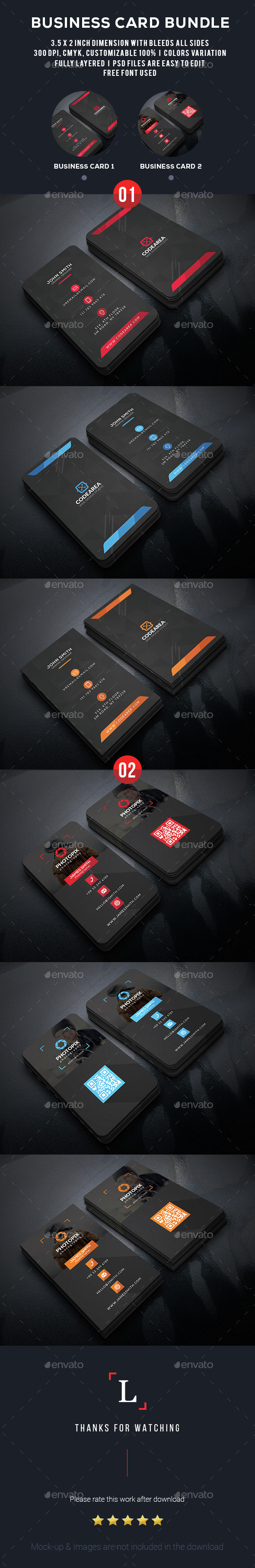 Black Business Card Bundle - Business Cards Print Templates