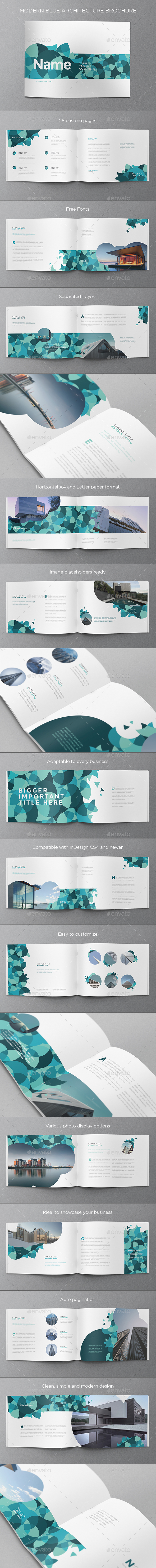 Modern Blue Architecture Brochure - Brochures Print Templates
