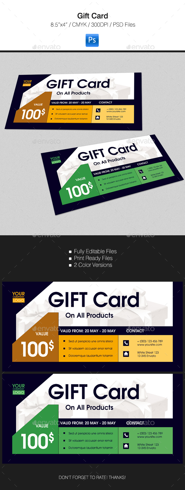 Gift Card - Cards & Invites Print Templates