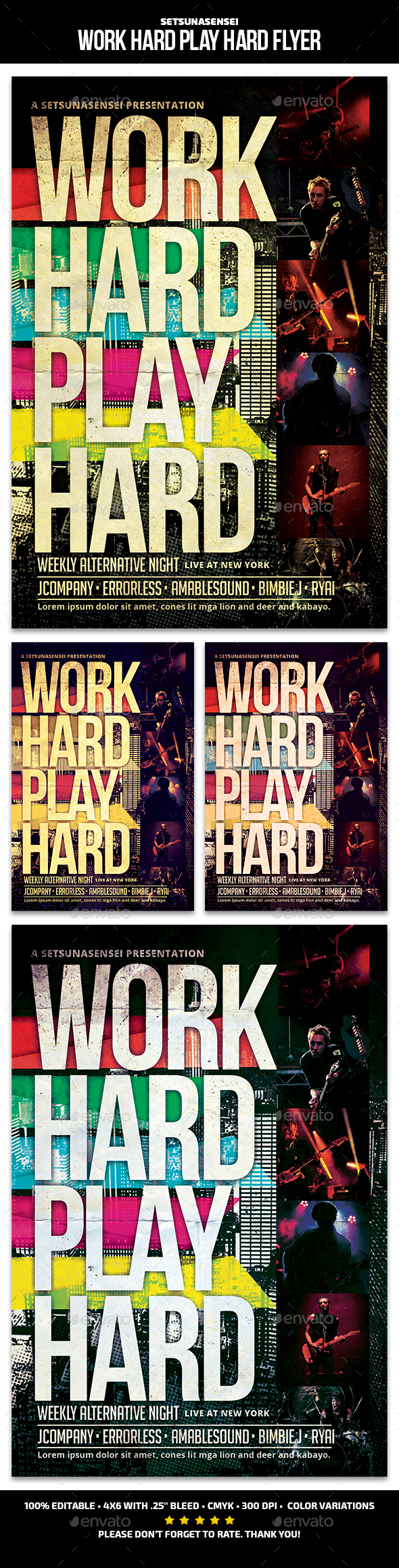 Work Hard Play Hard Flyer - Concerts Events