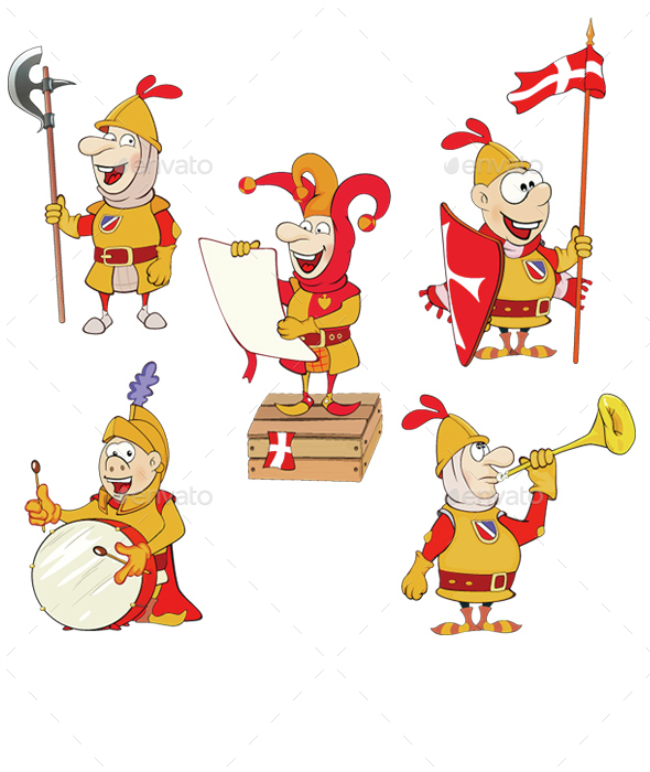 Set of Cartoon Knights - People Characters