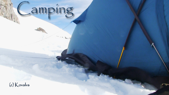 Climbers Tent In High Mountains. 