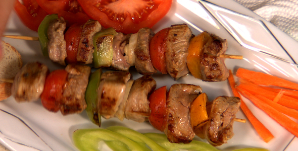 Serving Shish Kebab