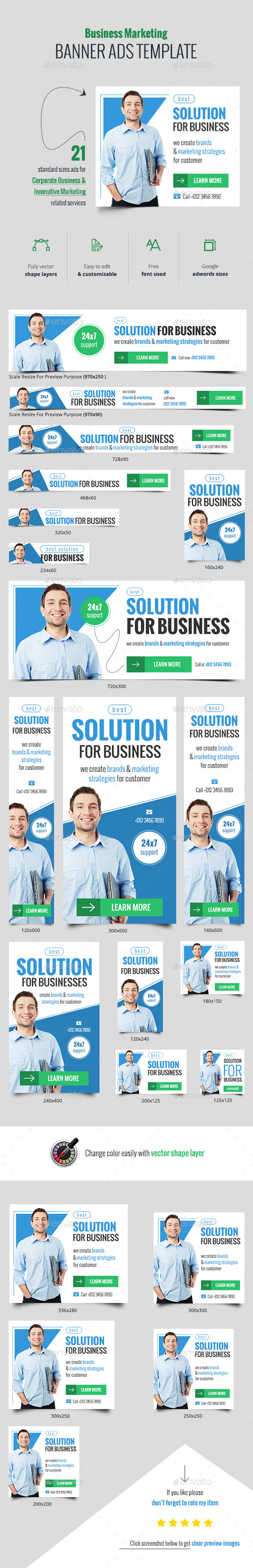 Business Marketing Web Banner Ads - Banners & Ads Web Elements