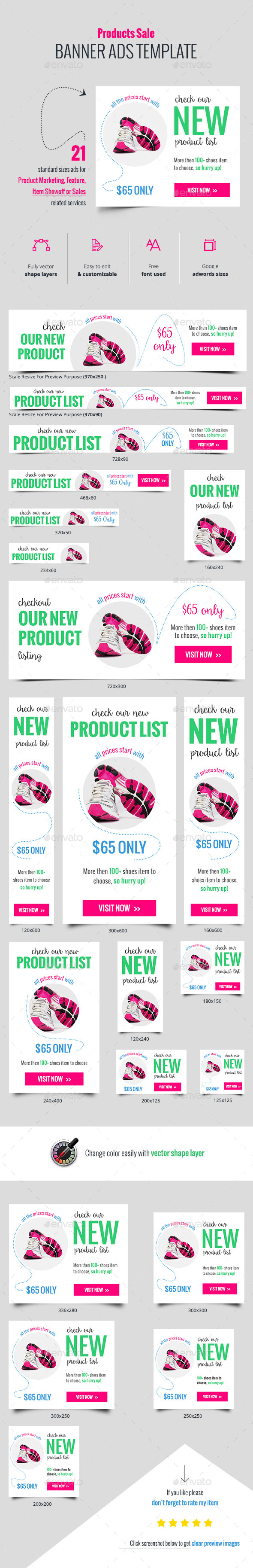 Minimal Product Sale Web Banner Ads - Banners & Ads Web Elements