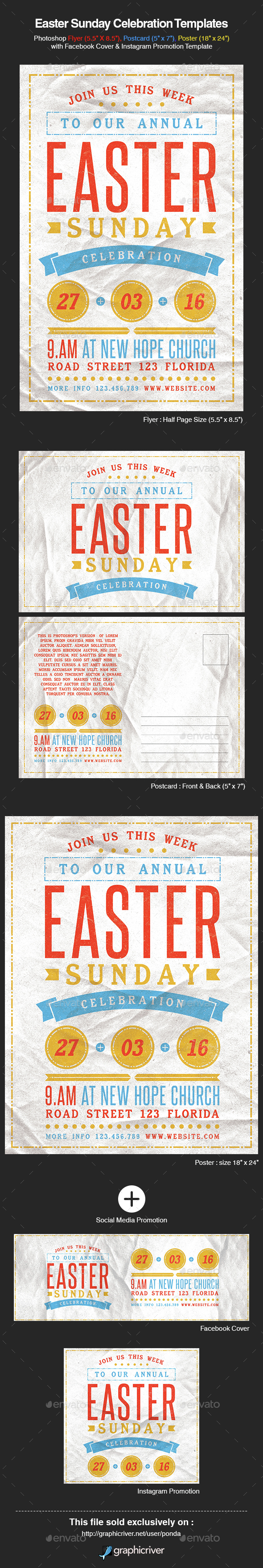 Easter Sunday Celebration Templates - Church Flyers