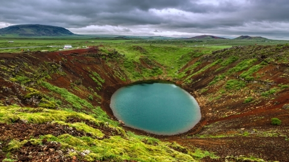 . Kerid Volcanic Crater (Kerið) - a Crater Of An Extinct Volcano, Whose Last Eruption Occurred alt