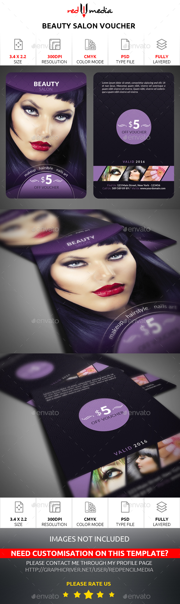 Beauty Salon Voucher Card - Loyalty Cards Cards & Invites