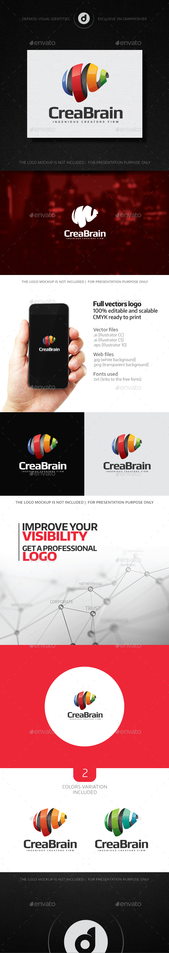 CreaBrain Logo - Abstract Logo Templates