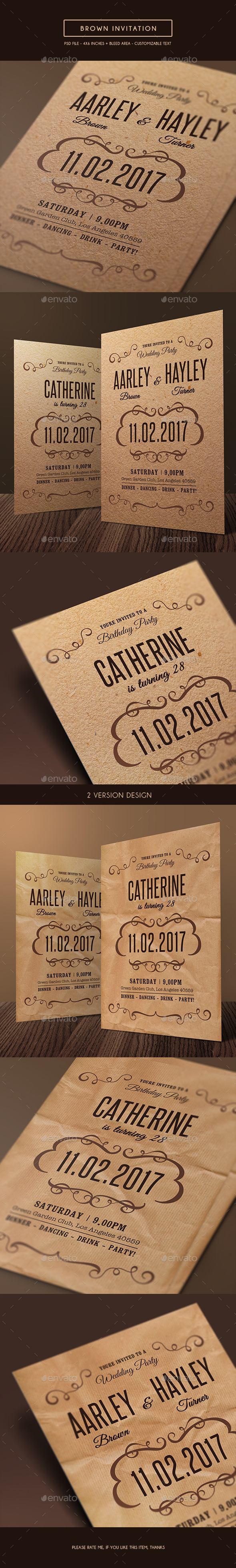 Brown Invitation - Invitations Cards & Invites