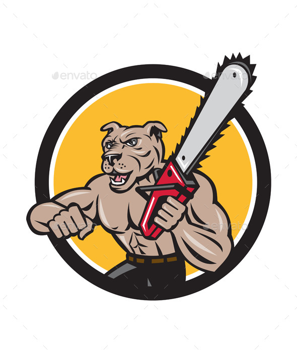 Canine Lumberjack Tree Surgeon Arborist Chainsaw Circle - Animals Characters