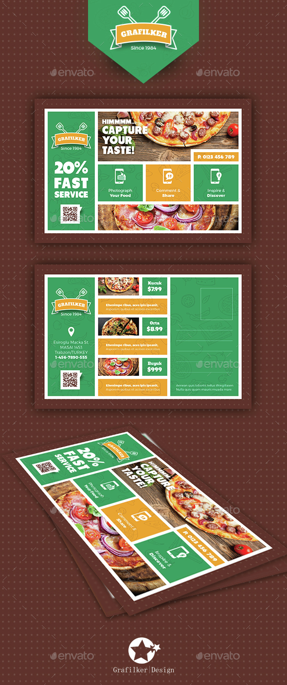 Pizza App Postcard Templates - Cards & Invites Print Templates