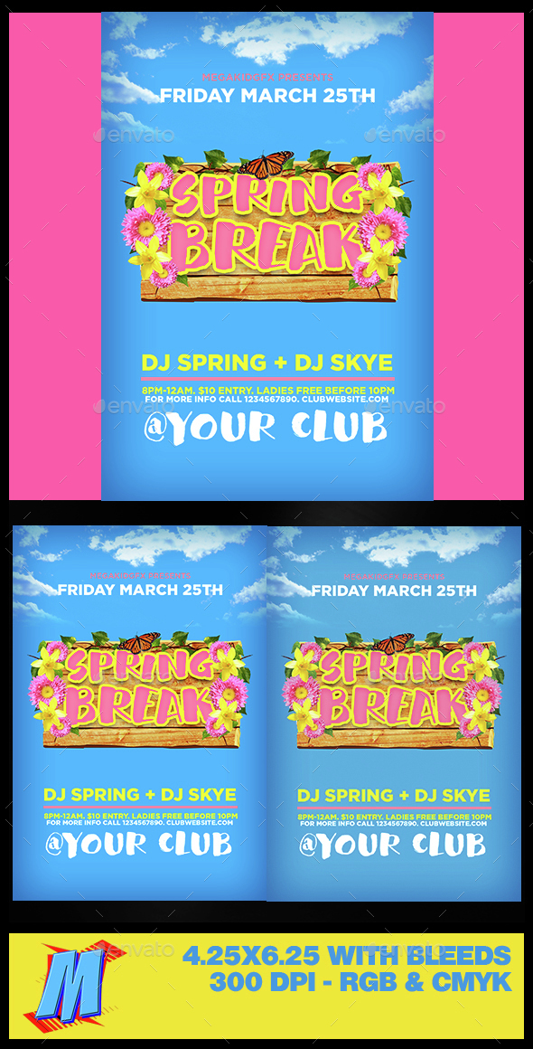 Spring Break Flyer Template - Clubs & Parties Events