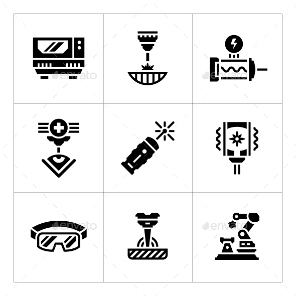 Set Icons of Laser - Man-made objects Objects