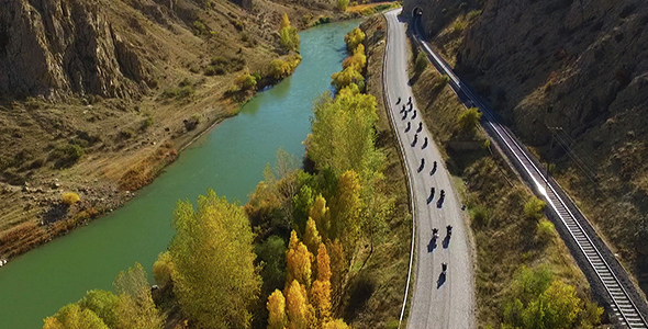 Aerial View of Motorcyclists alt